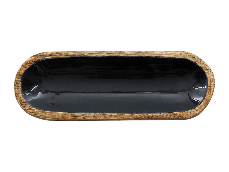 Plateau De Service Manguier Noir 30x10cm Noir, Marron