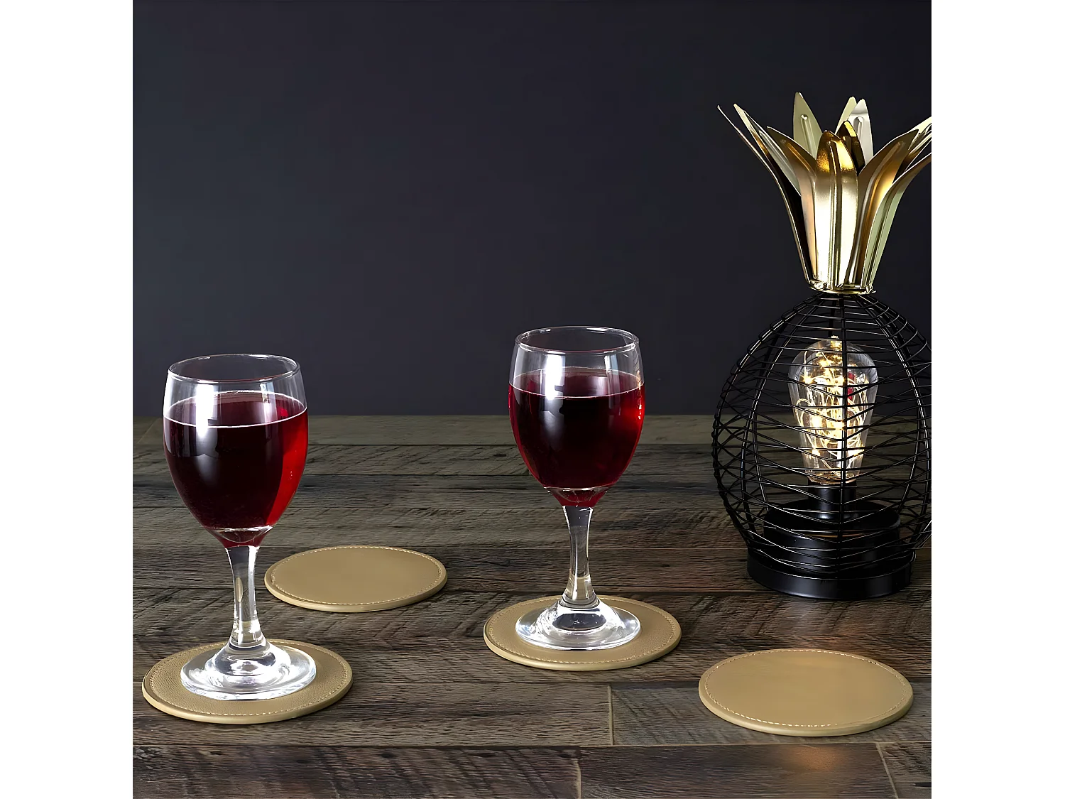 Lot de 4 Dessous de Verre Design "Lilo" 10cm Or