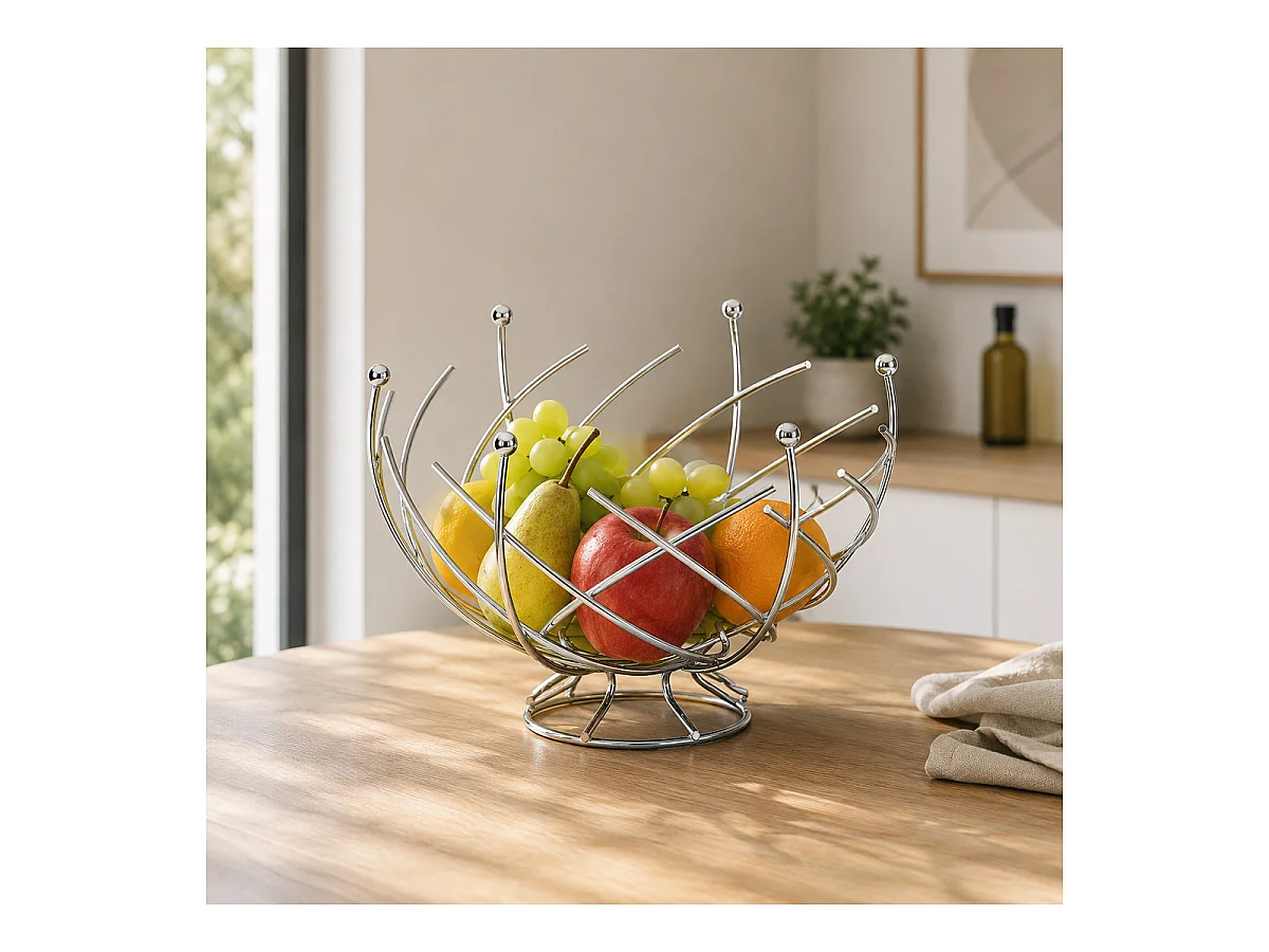 Corbeille à Fruits en Métal "Spirale" 30cm Argent