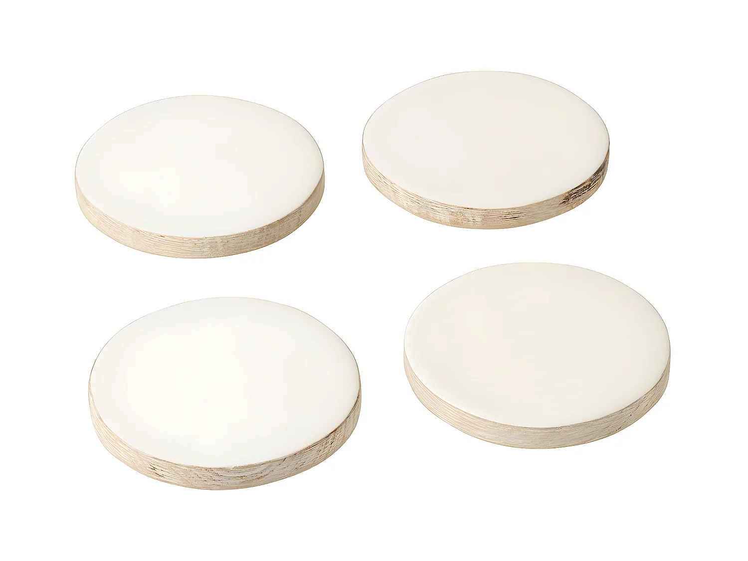 Lot de 4 Dessous de Verre "Manguier" 10cm Blanc