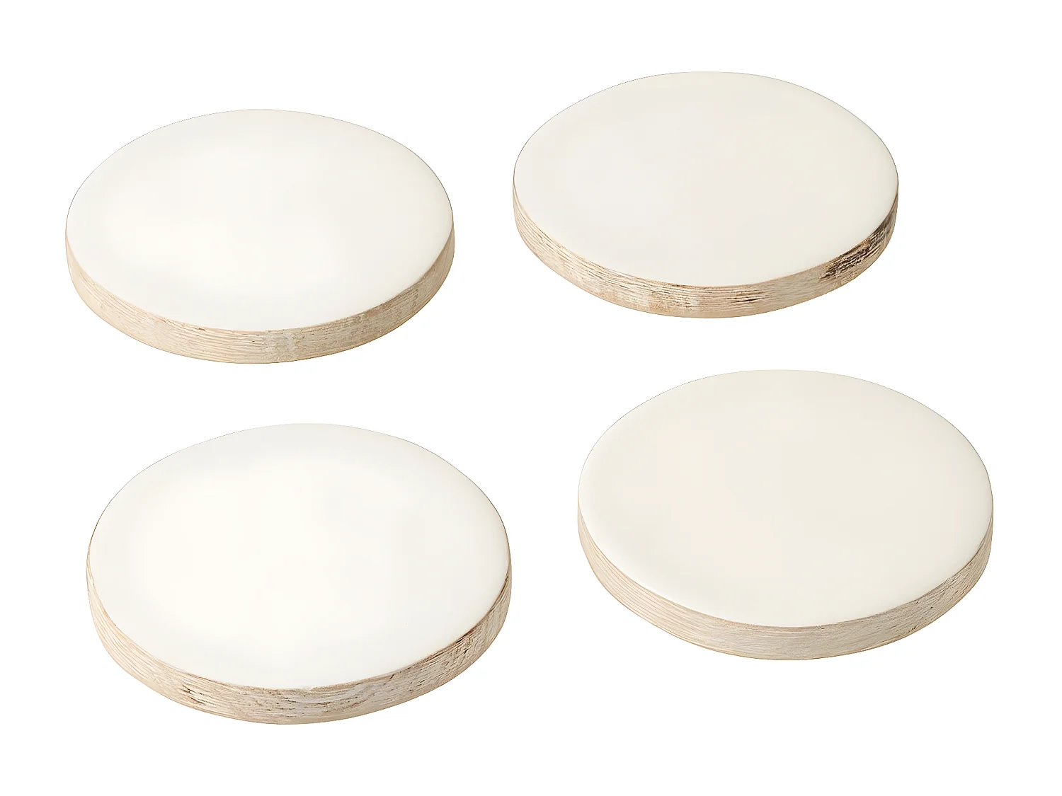 Lot de 4 Dessous de Verre "Manguier" 10cm Blanc