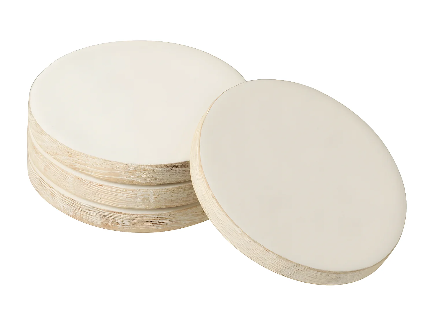 Lot de 4 Dessous de Verre "Manguier" 10cm Blanc