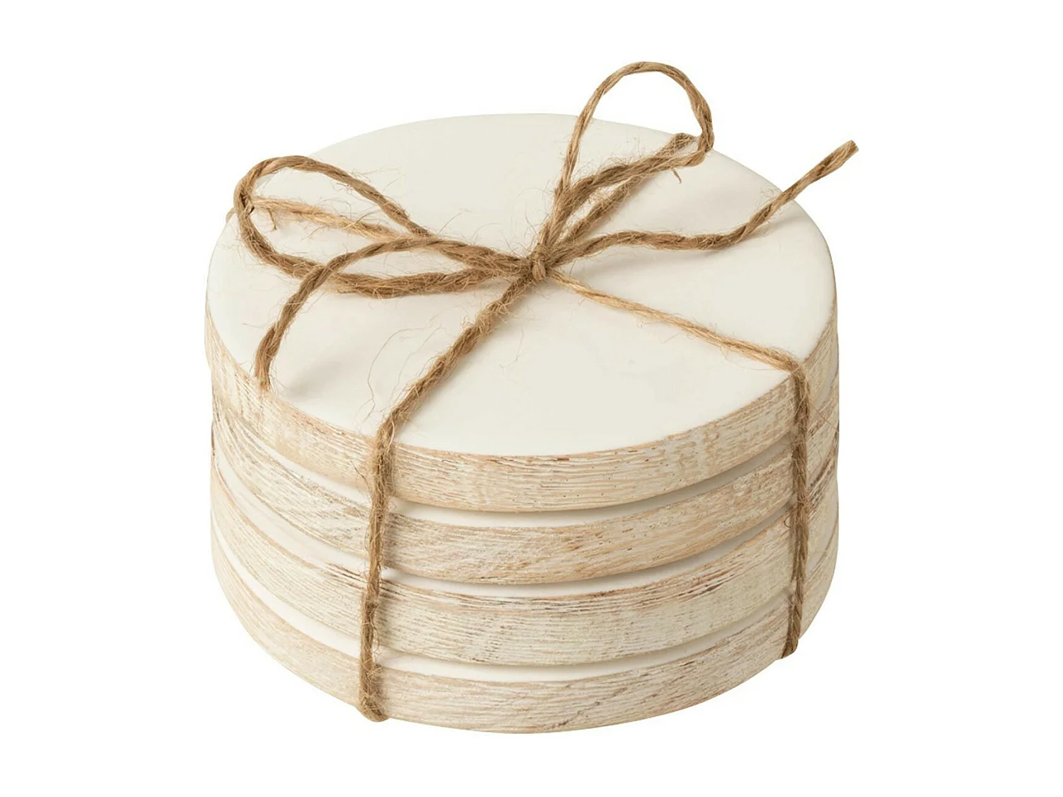 Lot de 4 Dessous de Verre "Manguier" 10cm Blanc