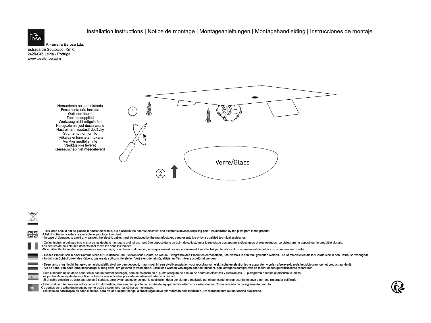 Aplique TOSEL DIAMONDS vidro quadrado colori D30 x  H10  cm