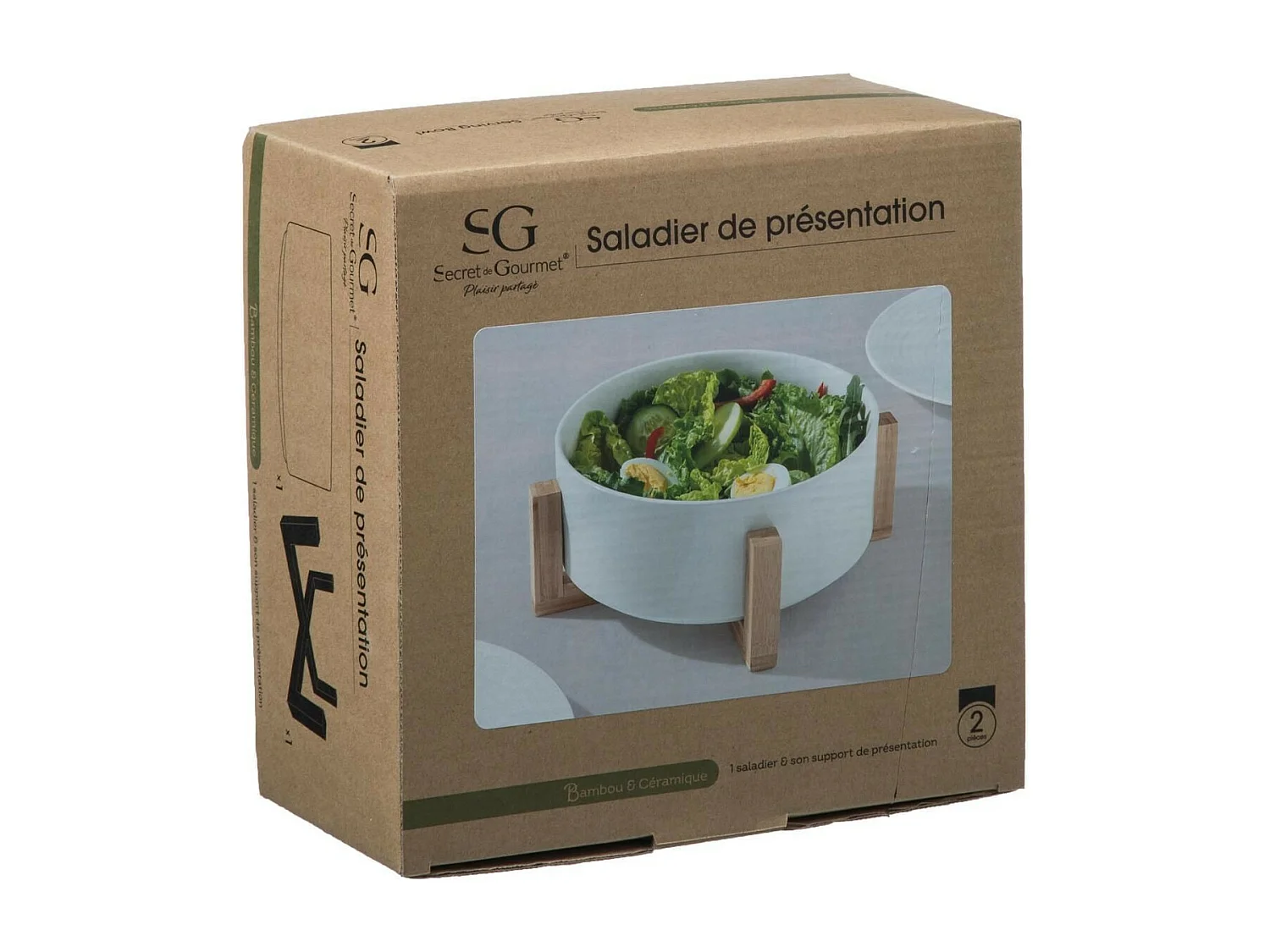 Saladier Bambou & Faïence "Crea" 28cm Blanc