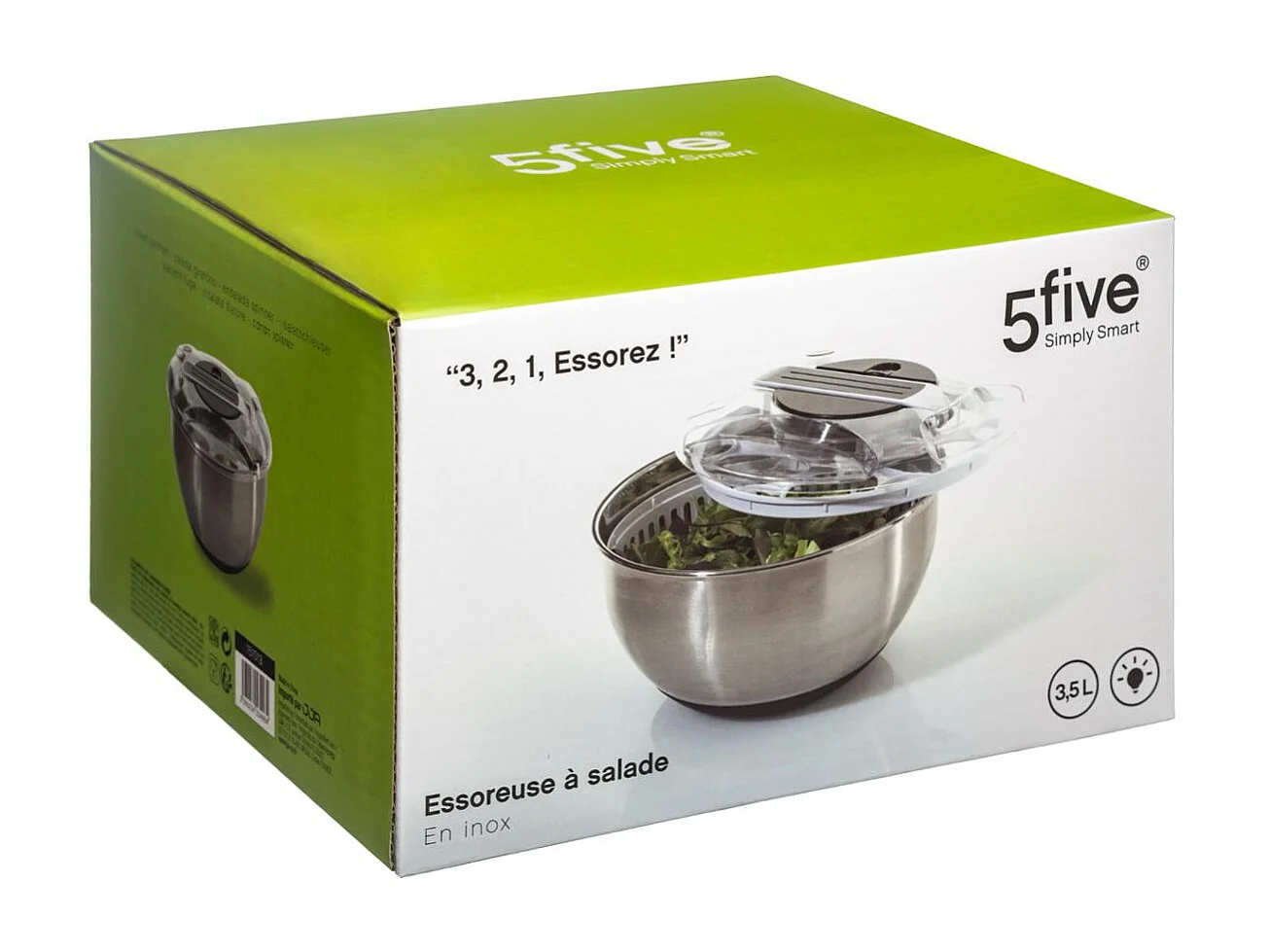 Essoreuse à Salade en Inox "Levier" 3,5L Argent