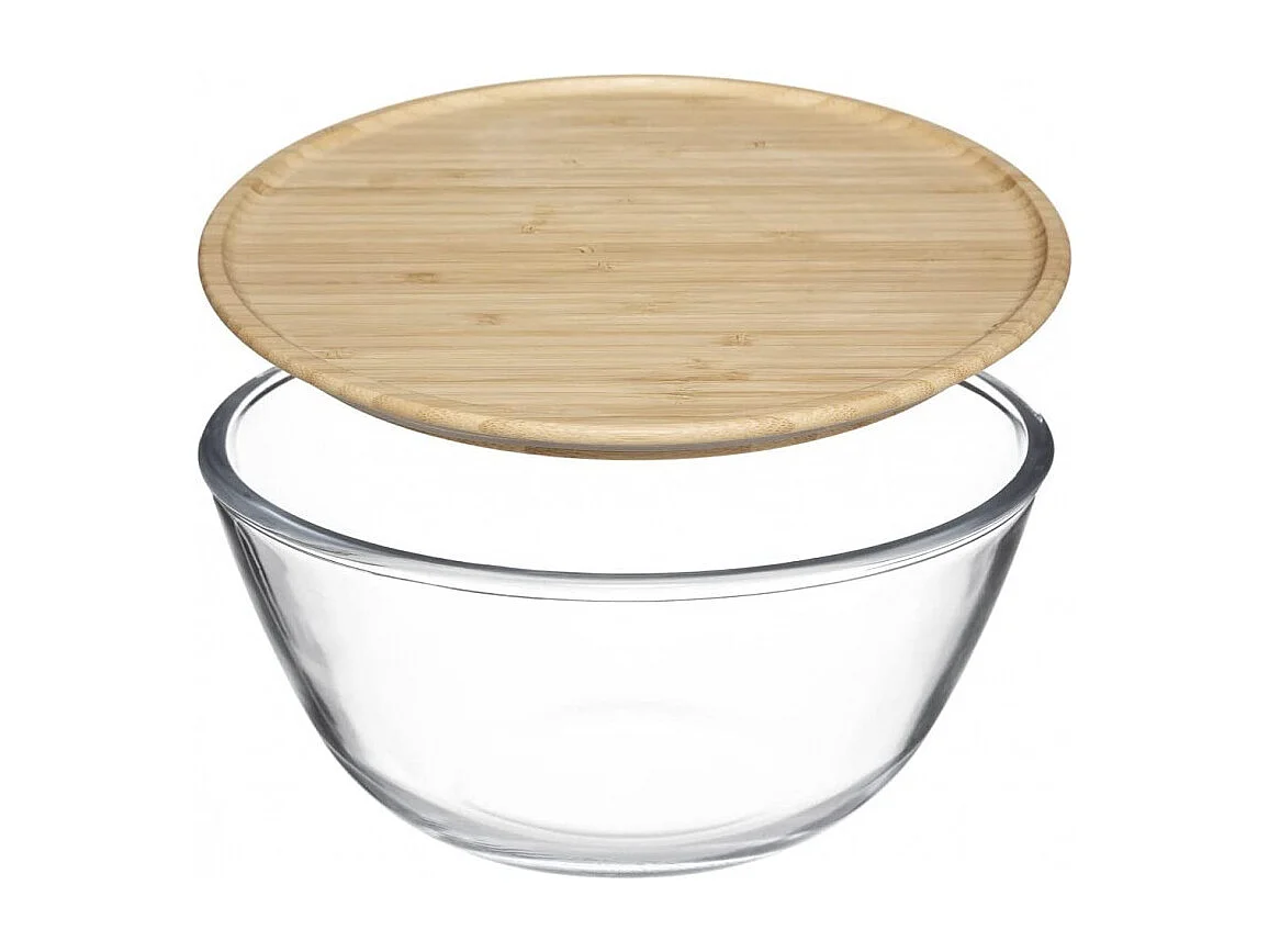 Saladier & Couvercle "Bambou" 2,5L Transparent