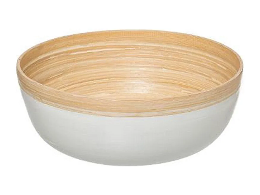 Saladier Rond Bambou "Modern" 30cm Blanc