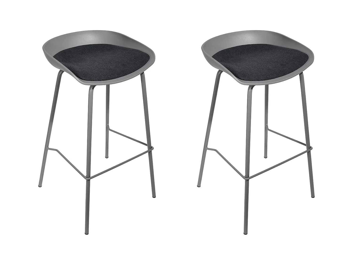 Tabouret De Bar Hella Gris - Lot De 2 Gris