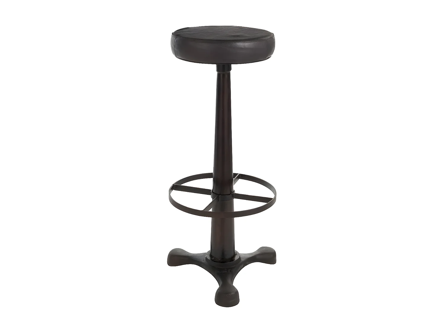 Tabouret Design Cuir & Métal "Molda" 79cm Noir