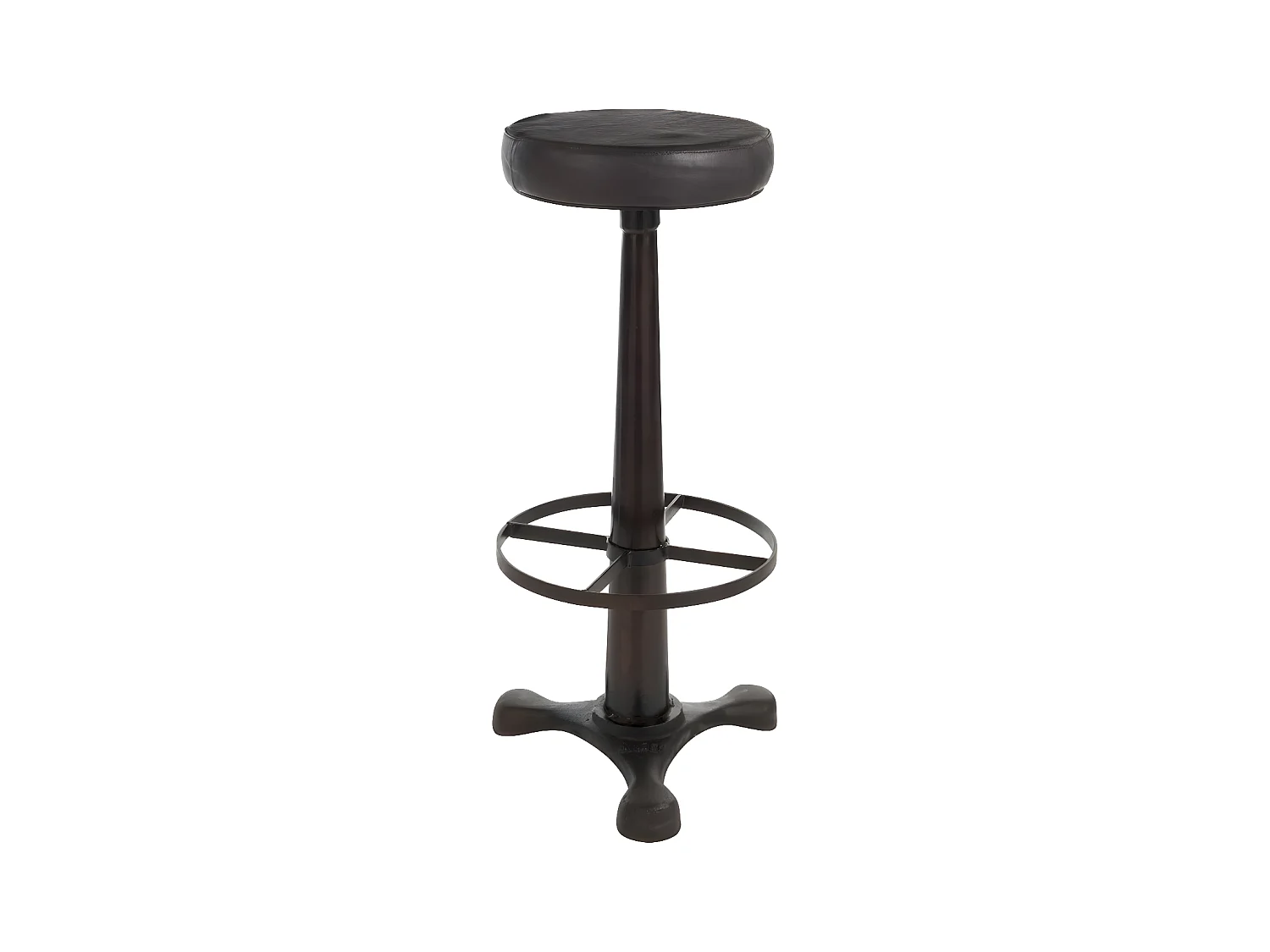 Tabouret Design Cuir & Métal "Molda" 79cm Noir