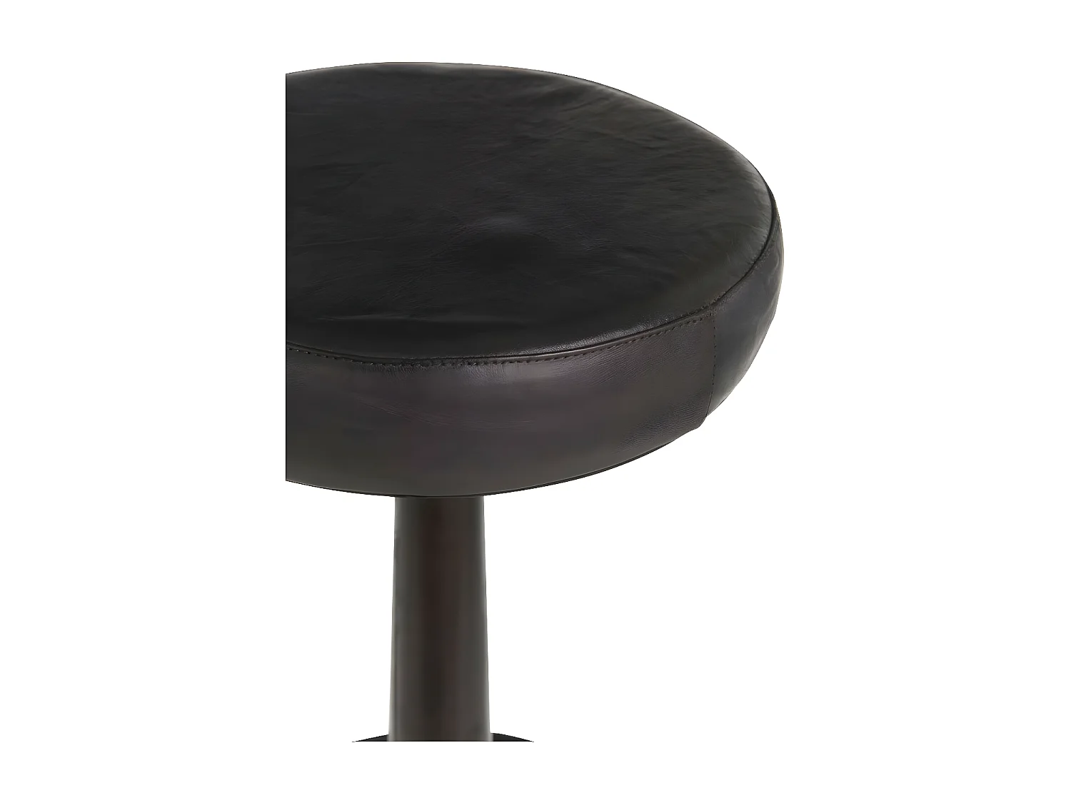 Tabouret Design Cuir & Métal "Molda" 79cm Noir