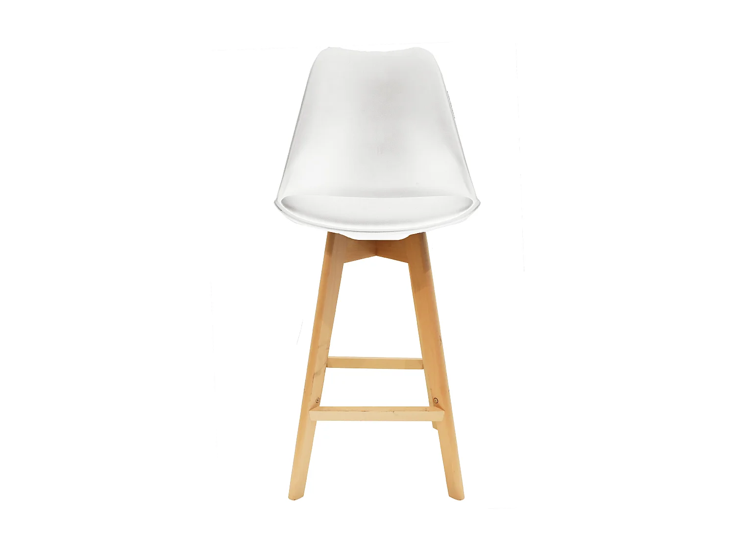 Chaise De Bar Blanche Pieds Bois - Lot De 2 Blanc