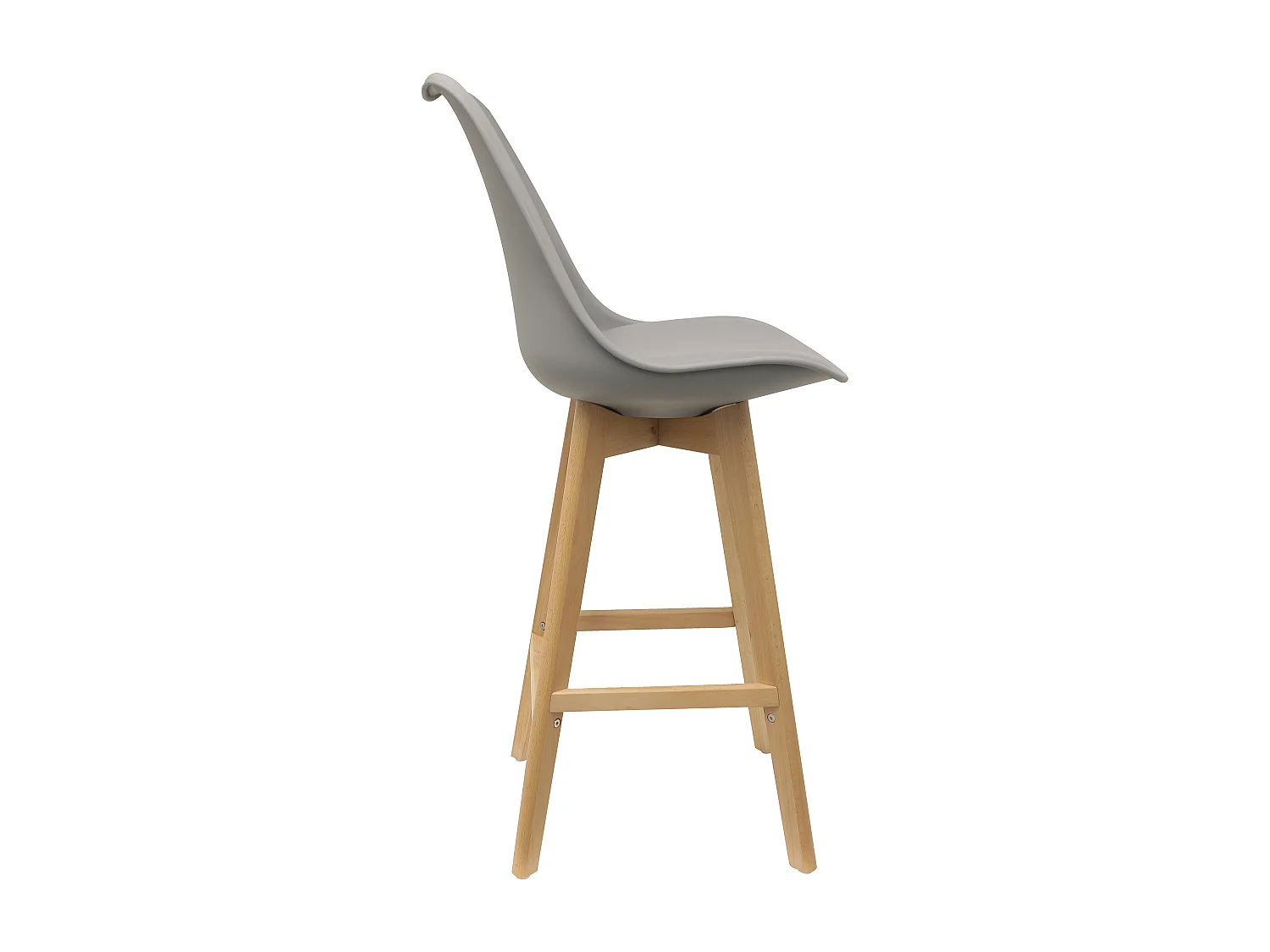 Chaise De Bar Grise Pieds Bois - Lot De 2 Gris