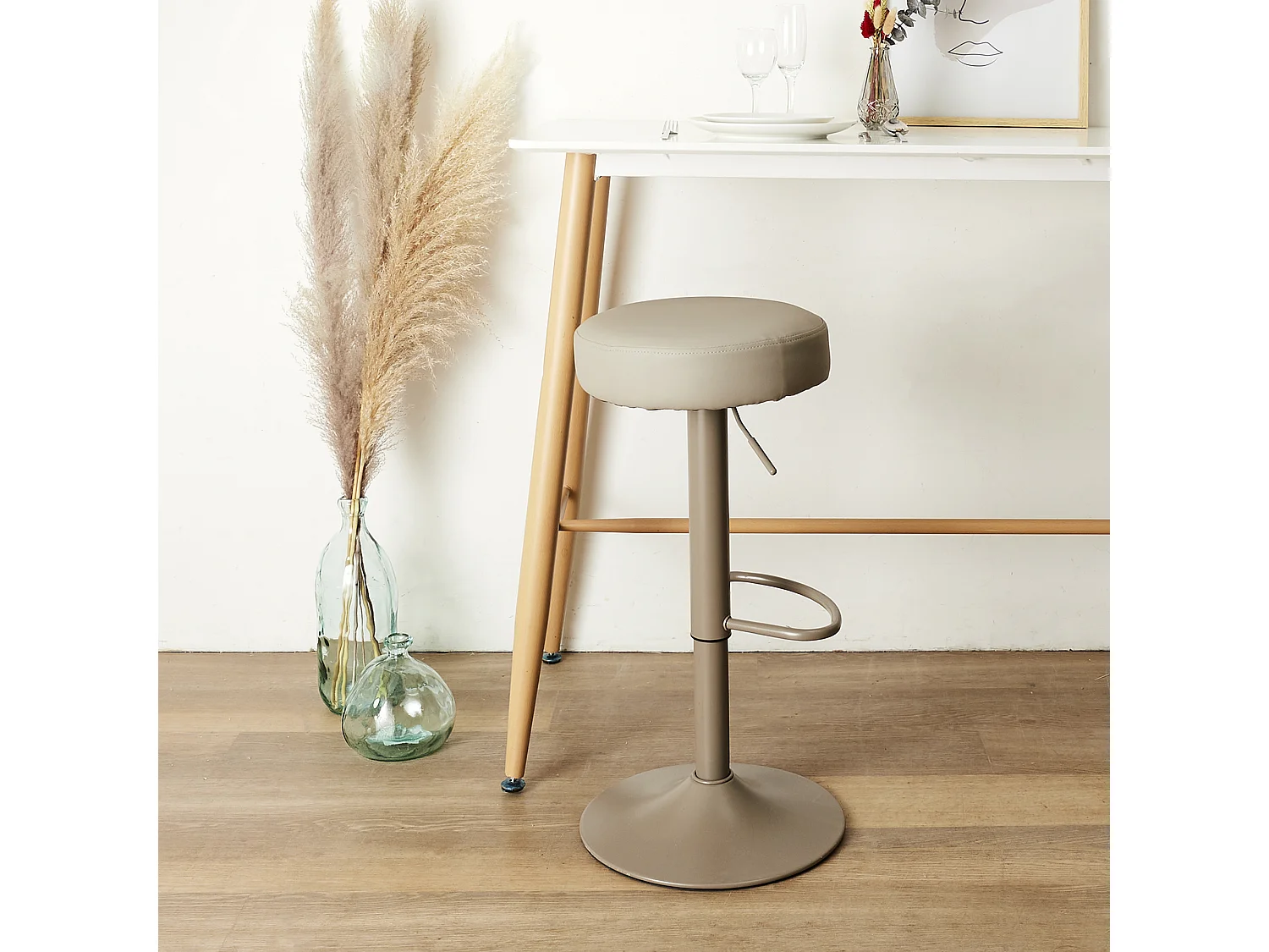 Tabouret De Bar Reglable Mumford Gris - Lot De 2 Gris