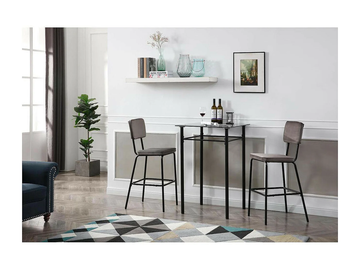 Lot de 2 Tabourets de Bar "Angoon" 110cm Beige