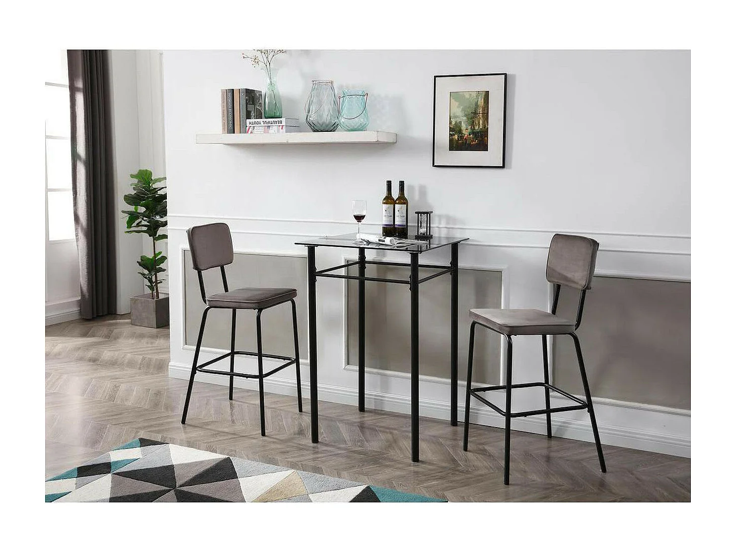 Lot de 2 Tabourets de Bar "Angoon" 110cm Beige