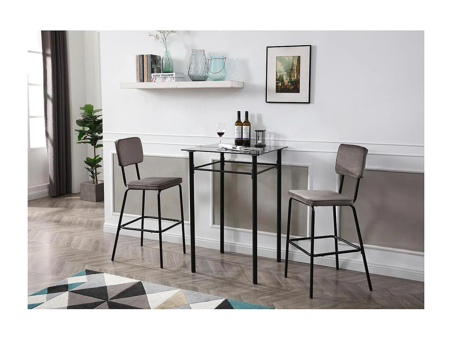 Lot de 2 Tabourets de Bar "Angoon" 110cm Beige