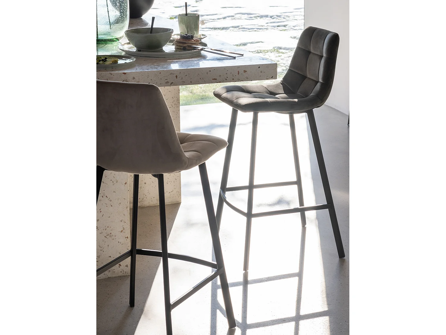 Silla de bar de metal gris Benji L 47 cm