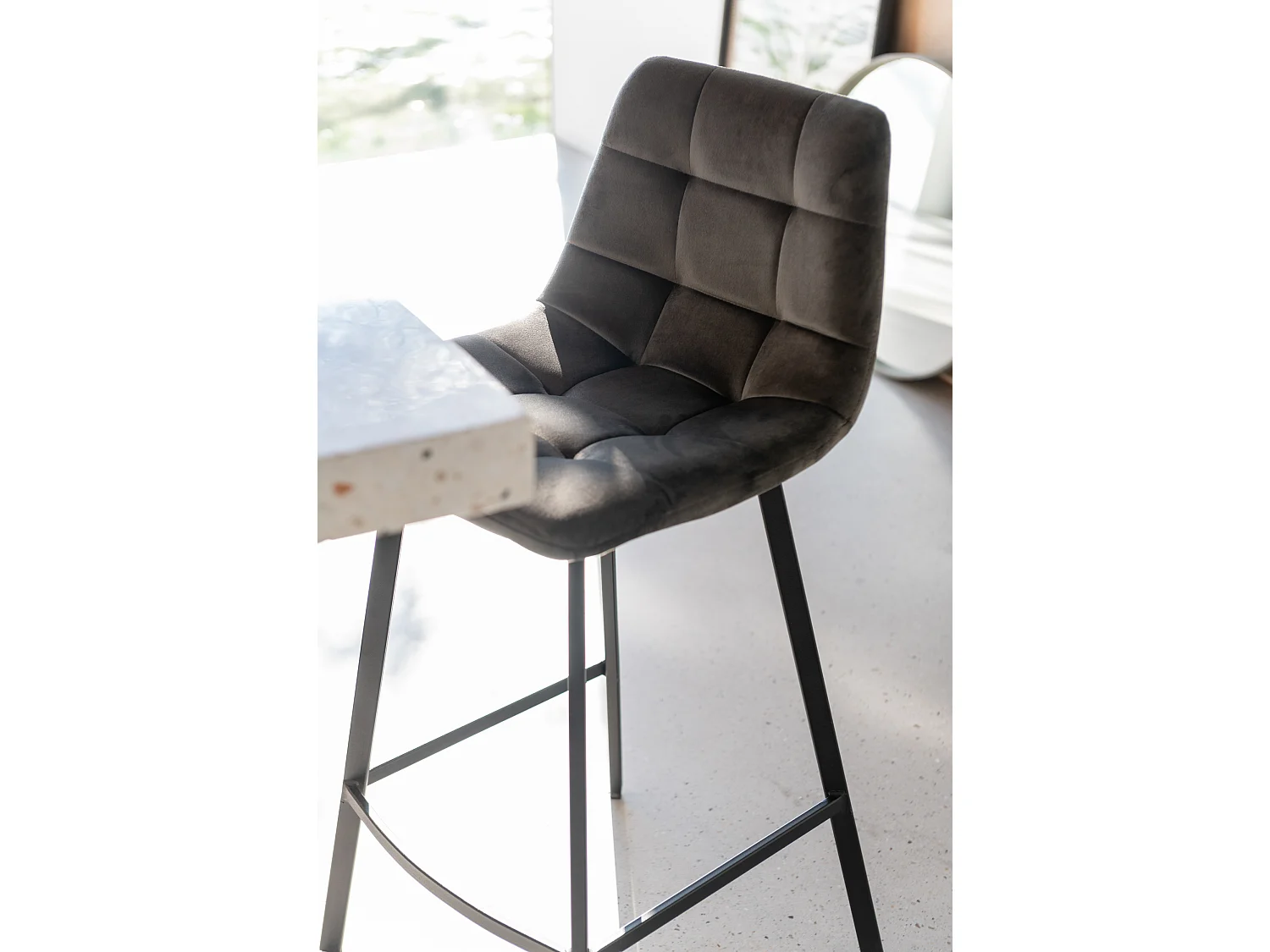 Silla de bar de metal gris Benji L 47 cm