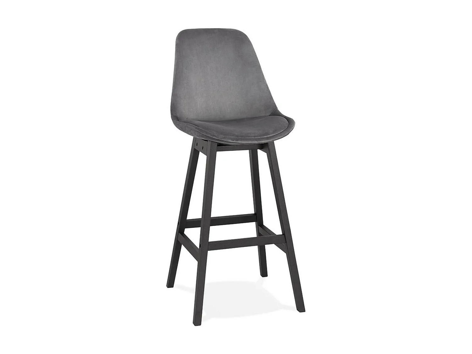 Tabouret de Bar en Velours "Vars" 113cm Gris & Noir