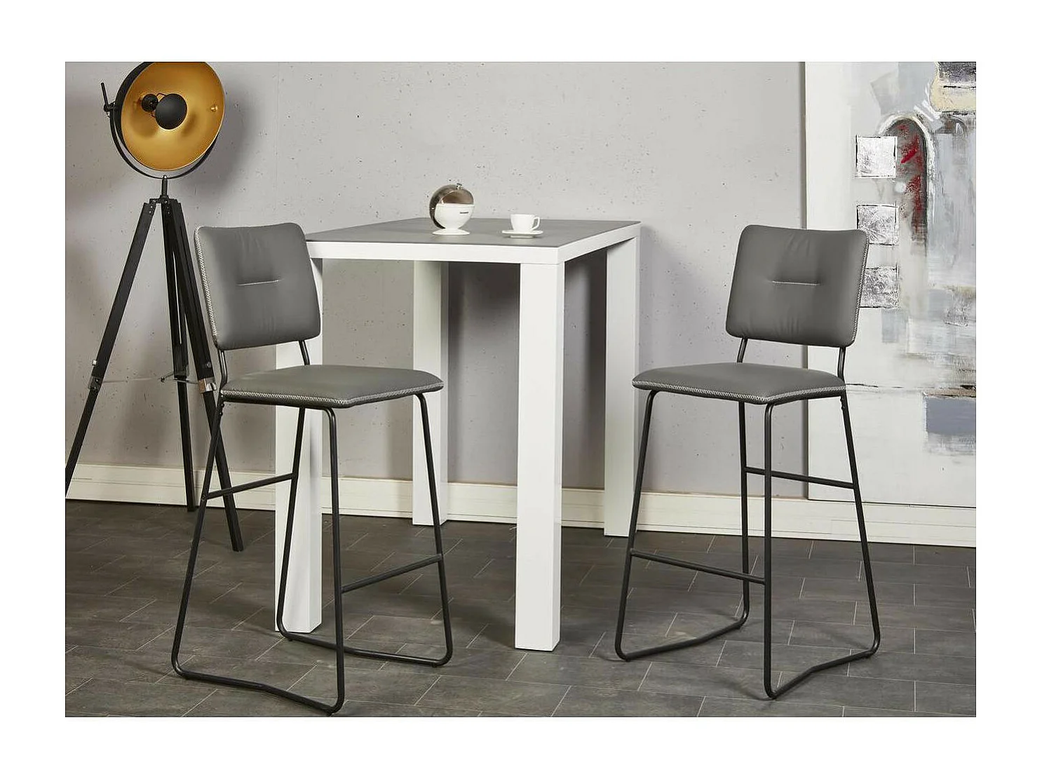 Lot de 2 Tabourets de Bar "Vina" 112cm Gris