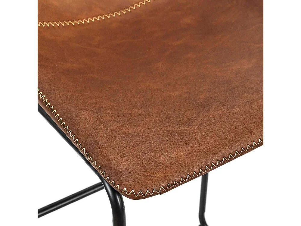 Lot De 2 Tabourets De Bar Pu Indus Marron