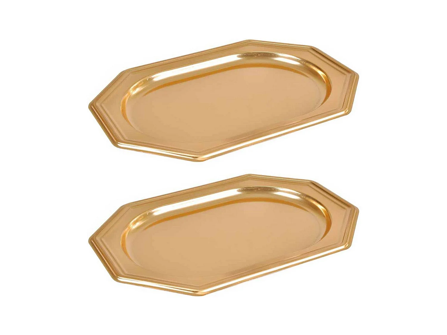 Lot de 2 Plateaux Déco "Octogonaux" 34cm Or