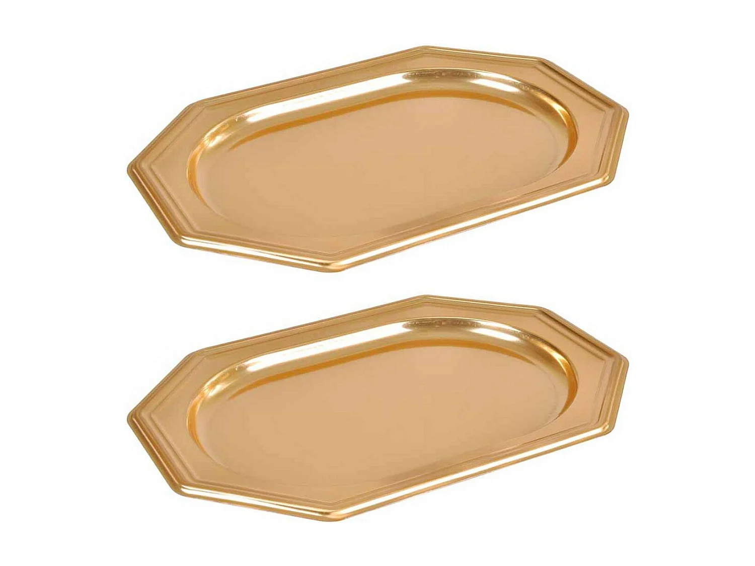 Lot de 2 Plateaux Déco "Octogonaux" 34cm Or