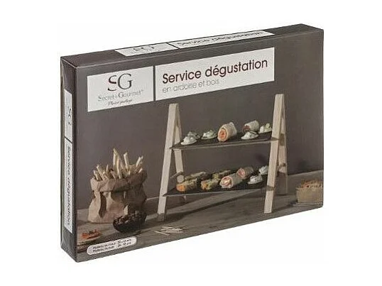 Serviteur À 2 Étages Chevalet "Ardoise" 28cm Noir