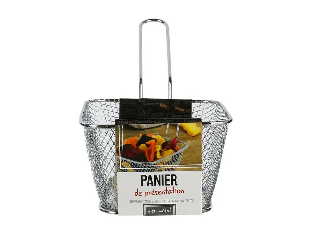 Panier de Présentation "Frites" 19cm Argent