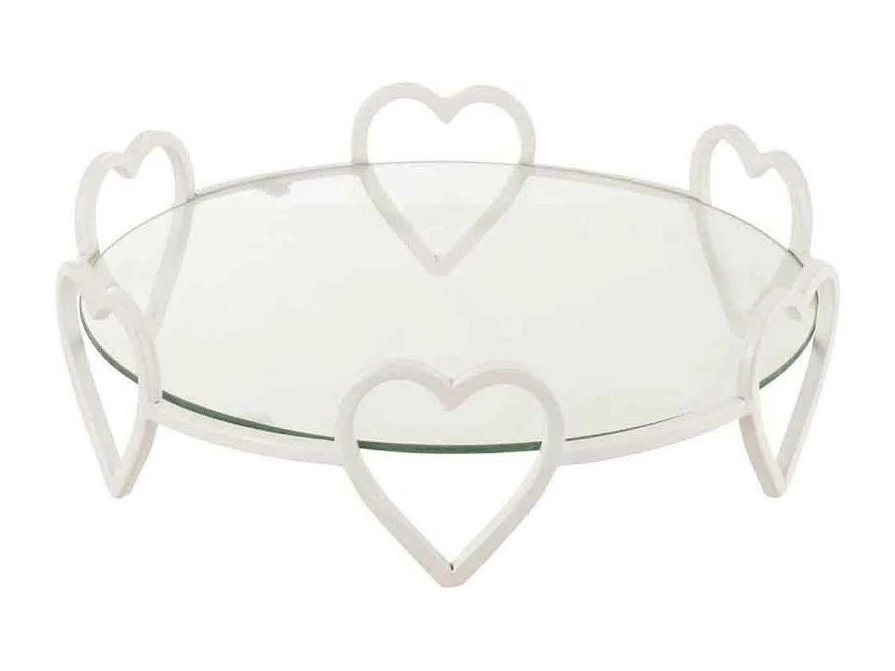 Plat de Présentation en Verre "Cœur" 36cm Blanc