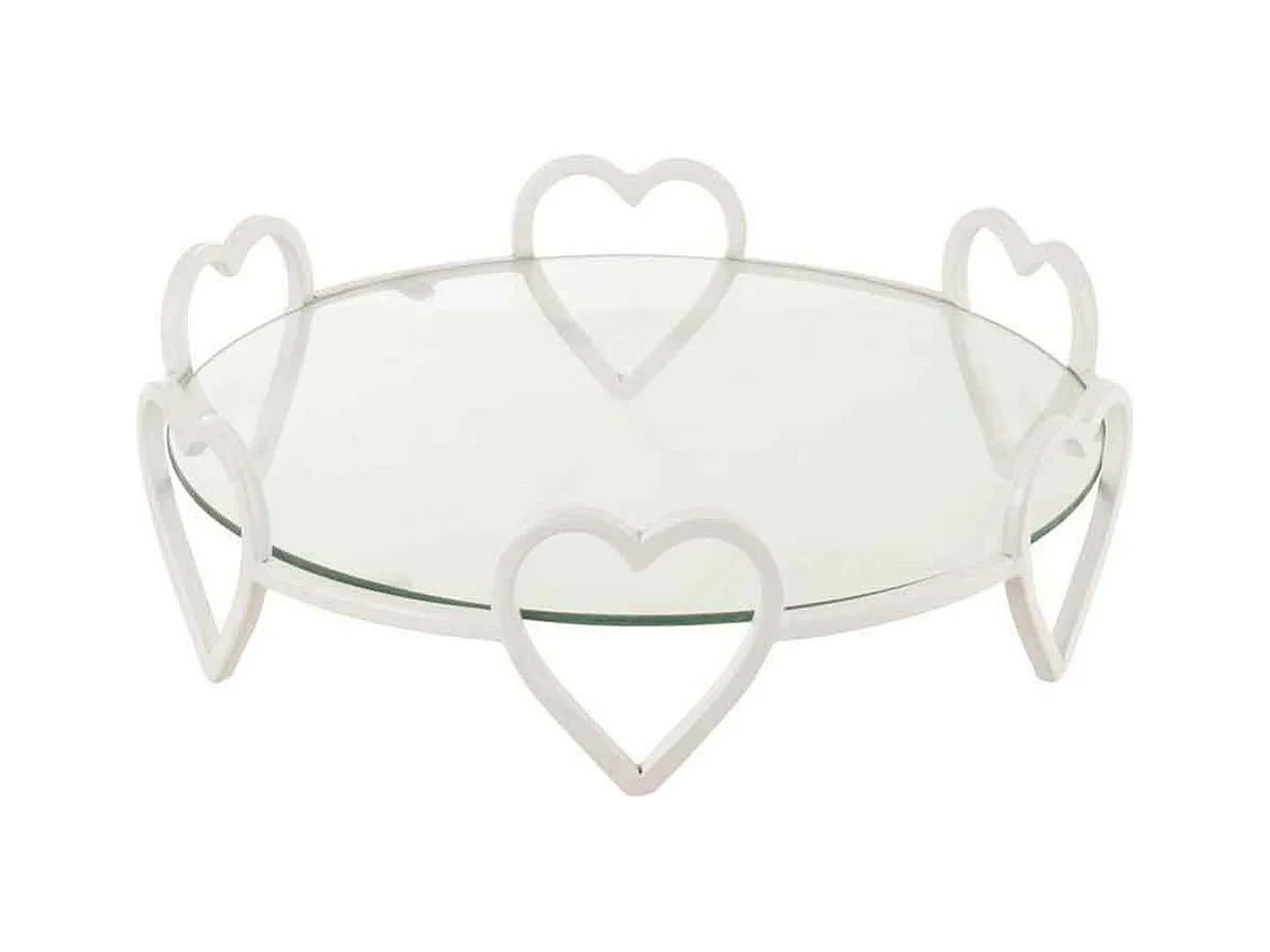 Plat de Présentation en Verre "Cœur" 36cm Blanc