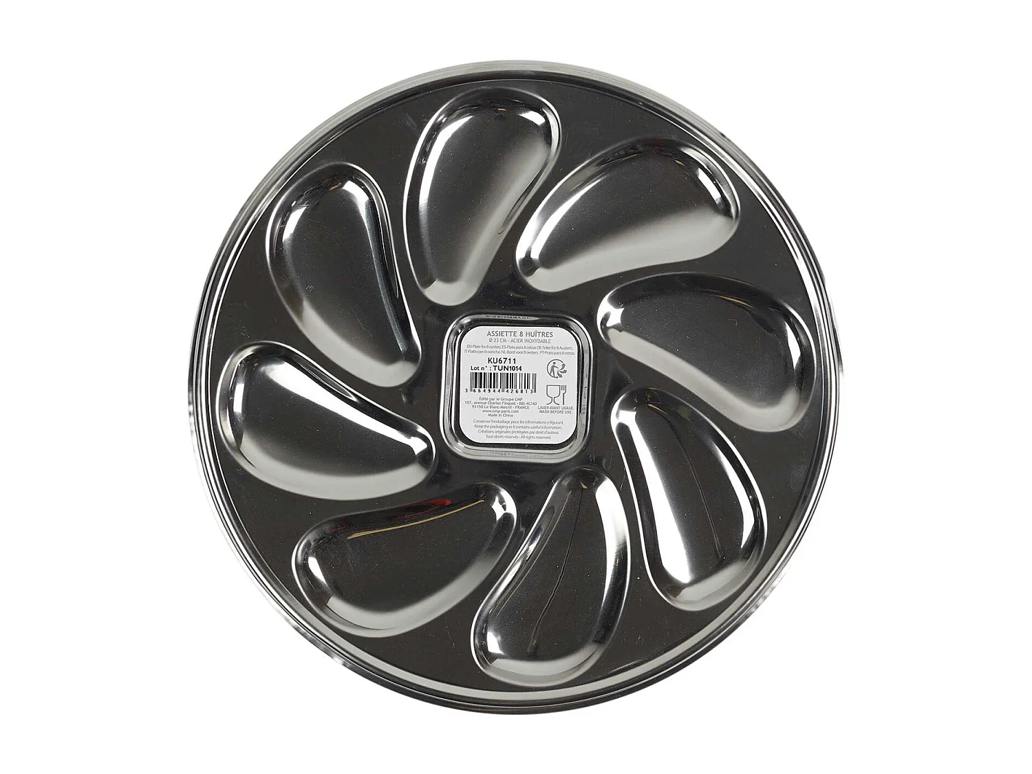 Assiette de Présentation "8 Huîtres" 23cm Argent