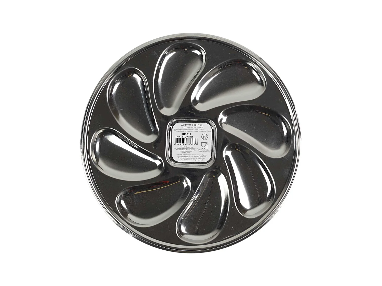 Assiette de Présentation "8 Huîtres" 23cm Argent