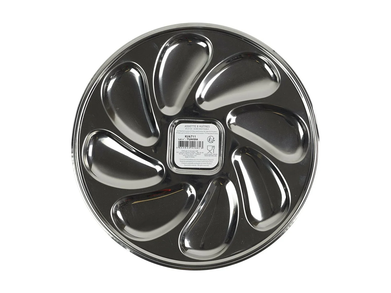 Assiette de Présentation "8 Huîtres" 23cm Argent