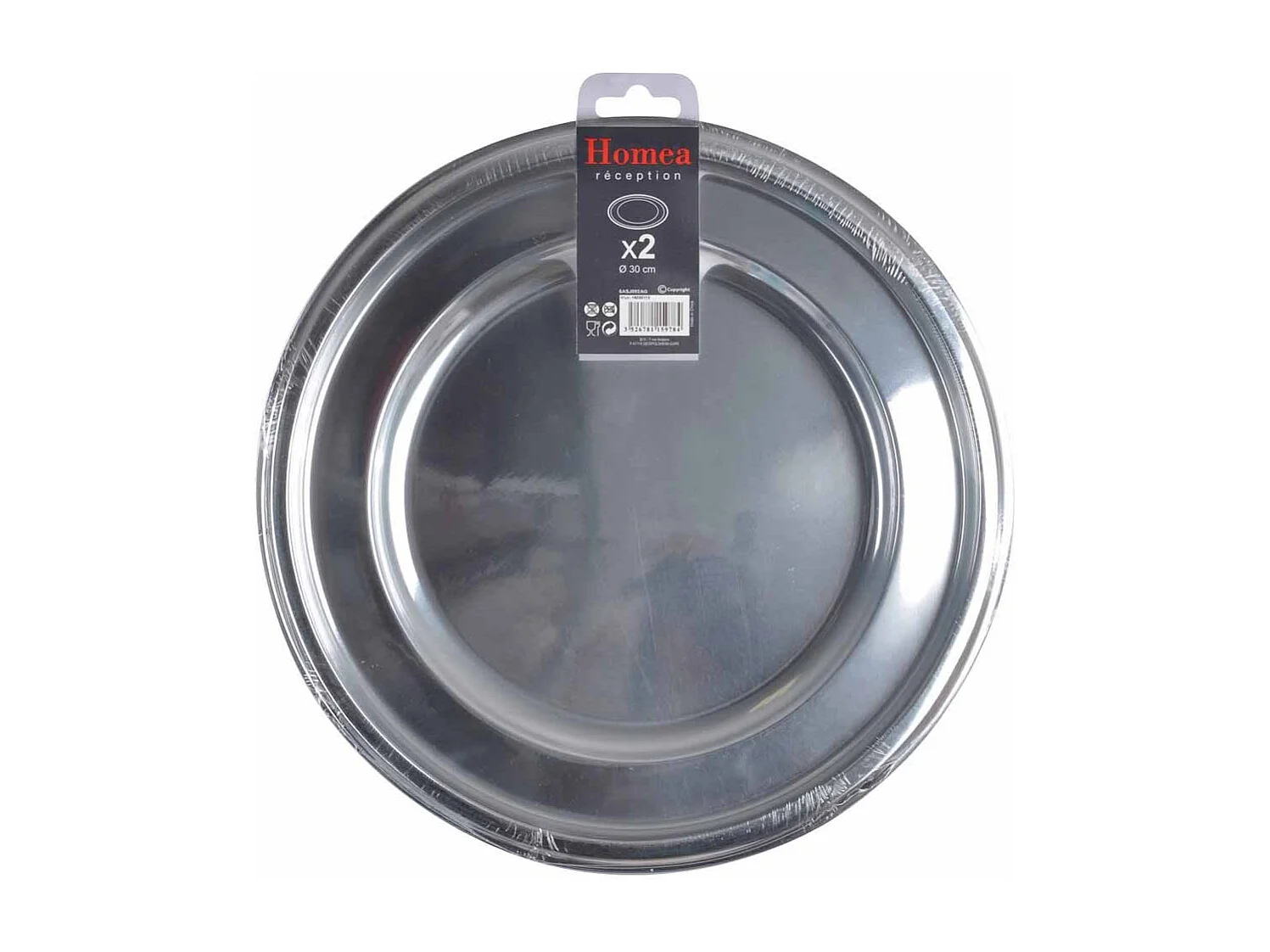 Lot de 2 Plateaux Ronds "Ilona" 30cm Argent