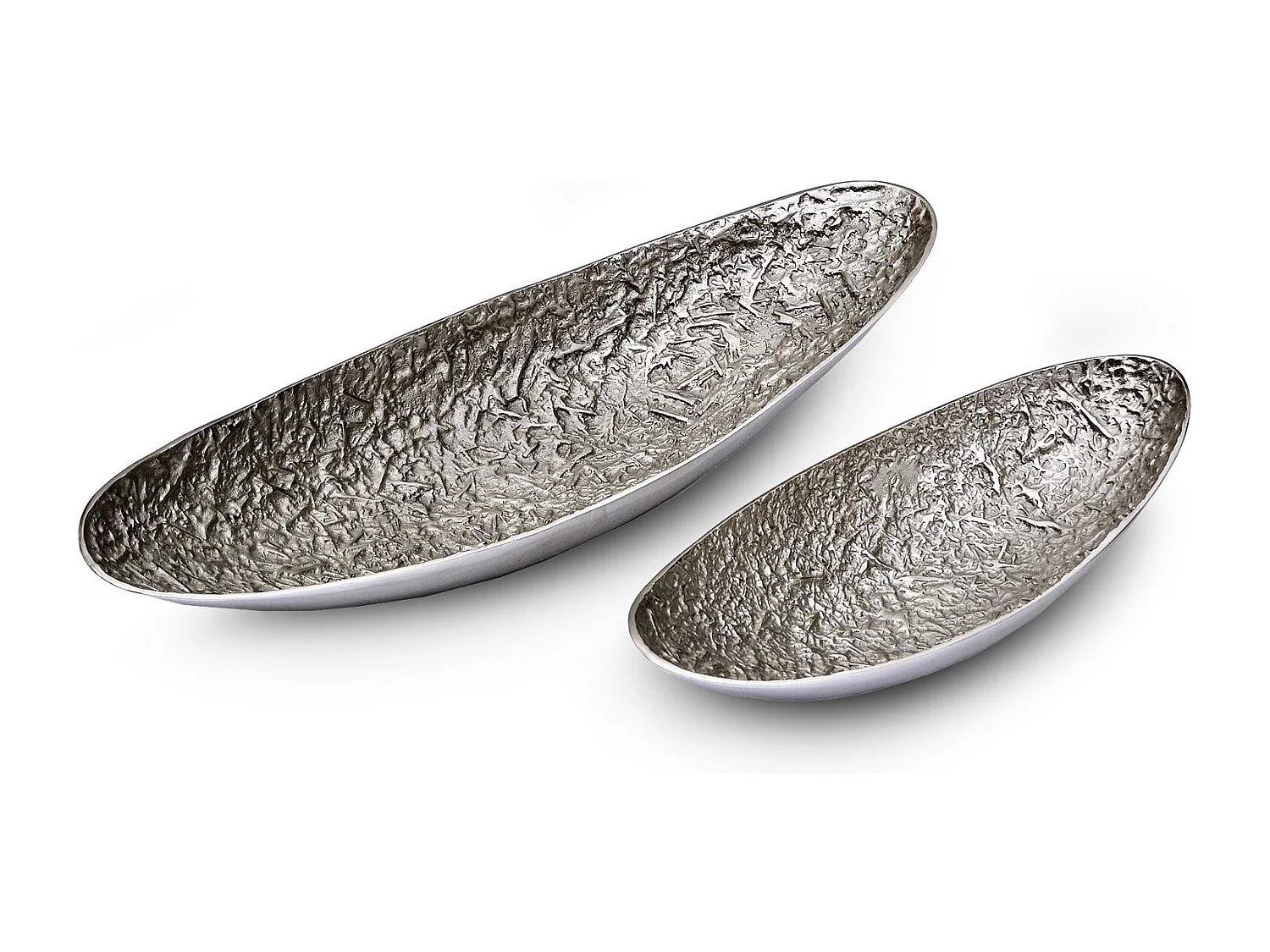Lot de 2 Plateaux de Présentation "Barque" 76cm Argent