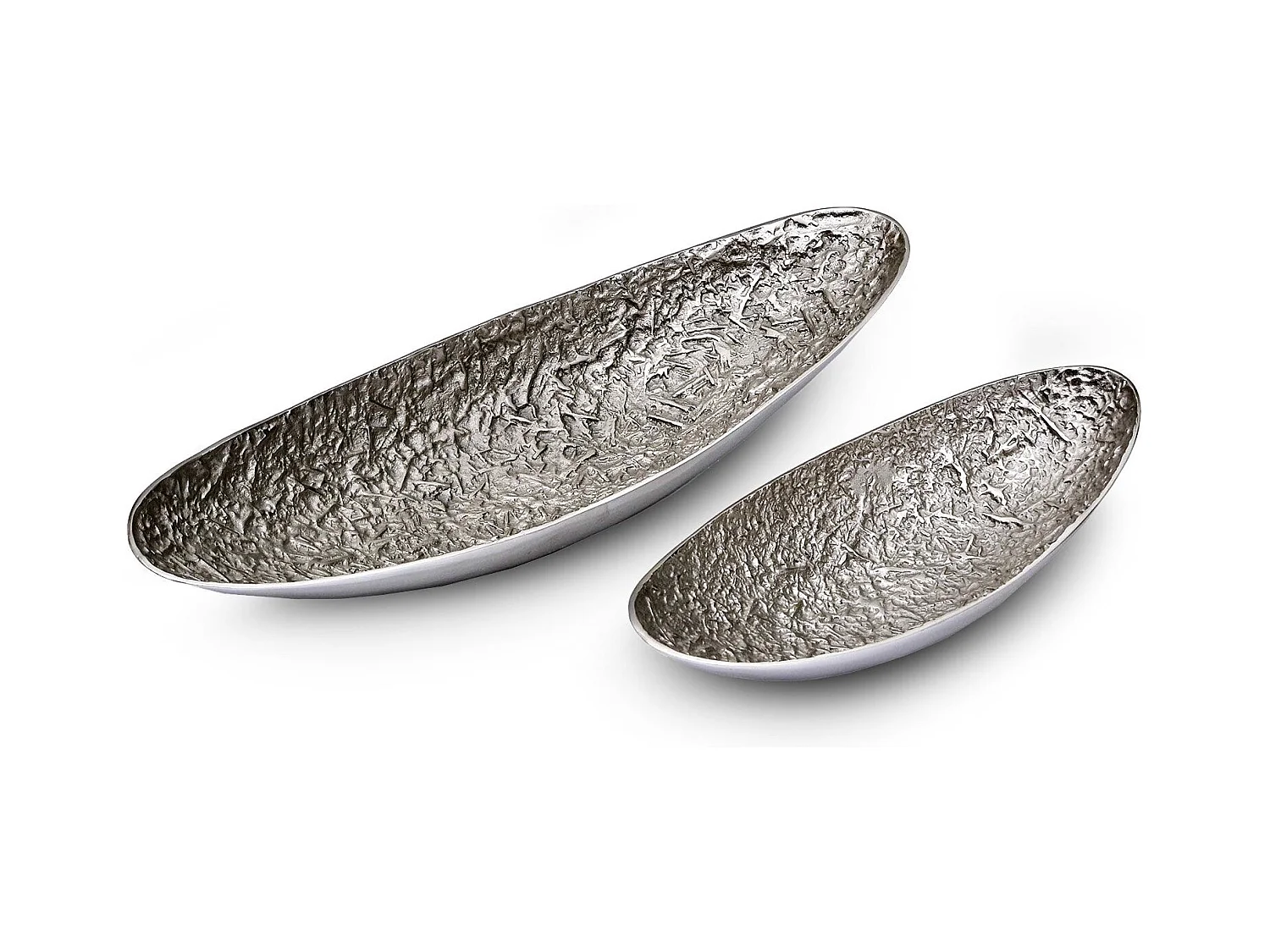 Lot de 2 Plateaux de Présentation "Barque" 76cm Argent