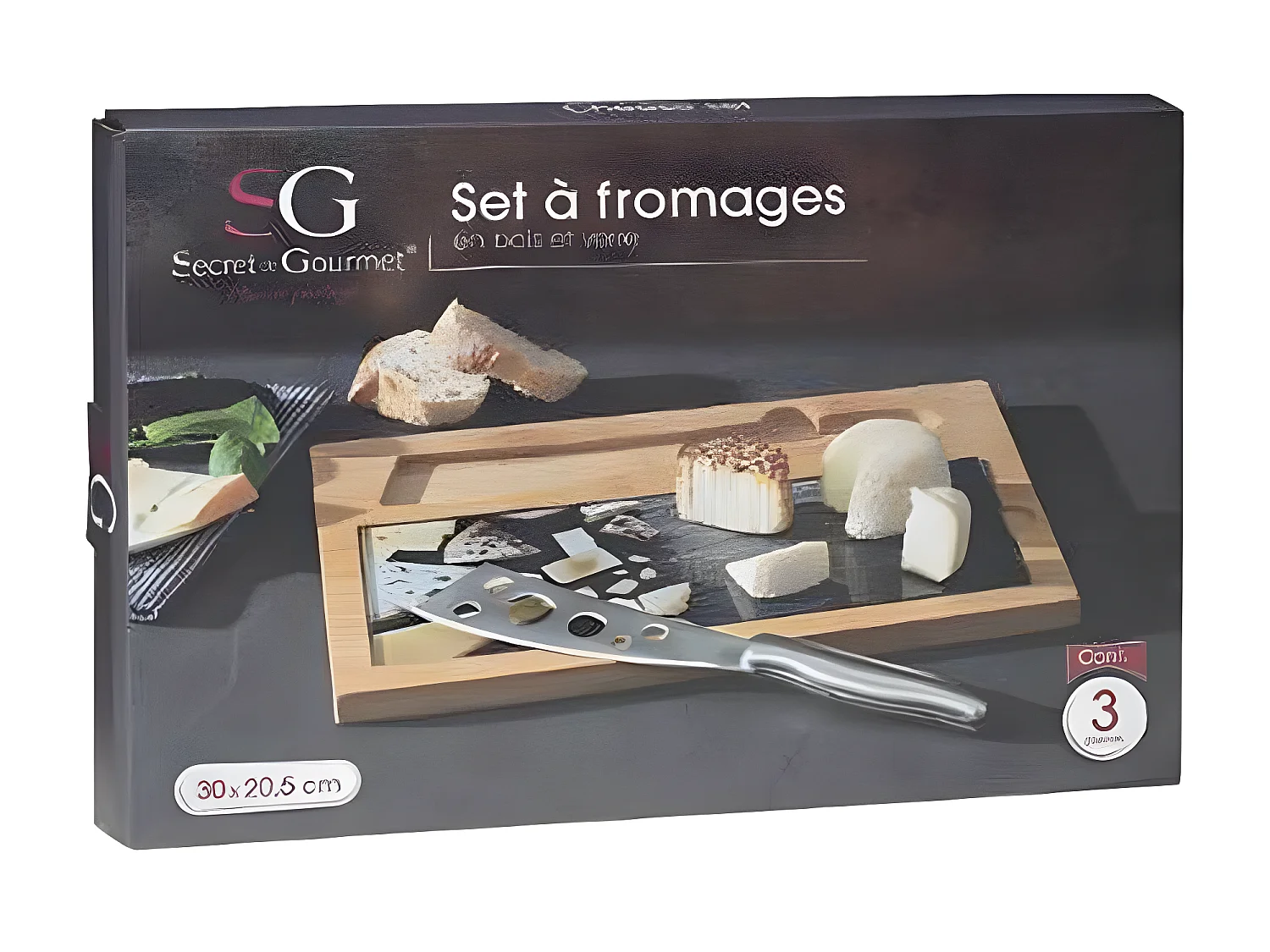 Kit 3 Pièces en Bambou "Fromages" 30cm Naturel