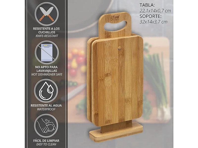 Planche à Tapas & Support "Bambou" 36cm Naturel