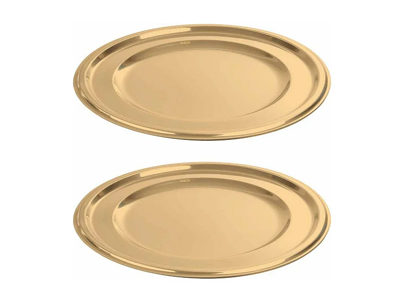 Lot de 2 Plateaux Ronds "Ilona" 30cm Or