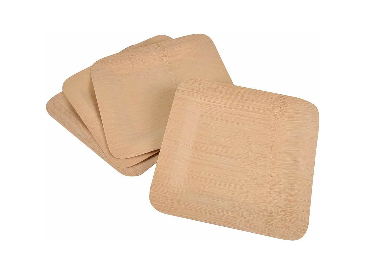 Lot de 4 Plateaux Carrés "Bambou" 25cm Naturel