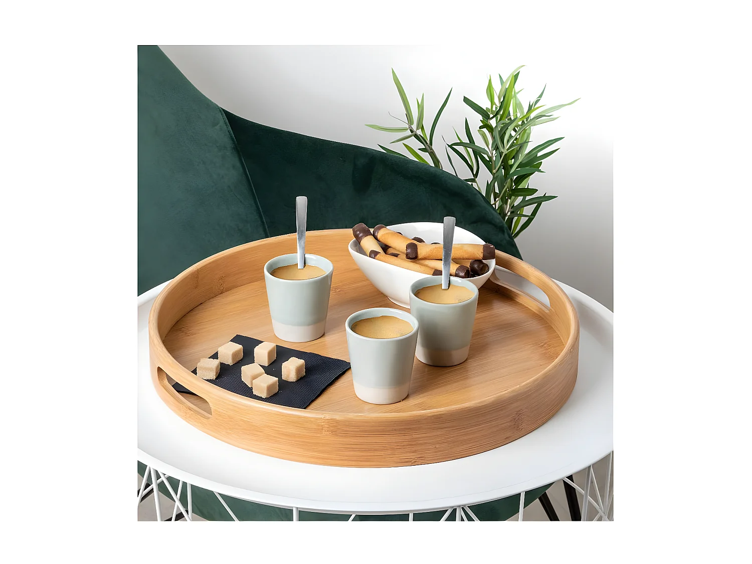 Plateau de Service Rond "Bambou" 40cm Naturel