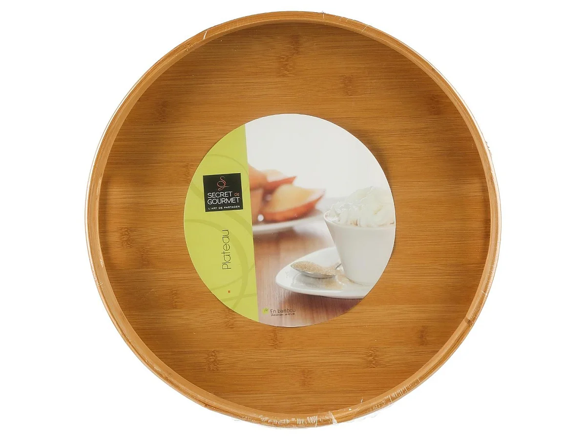 Plateau de Service Rond "Bambou" 40cm Naturel