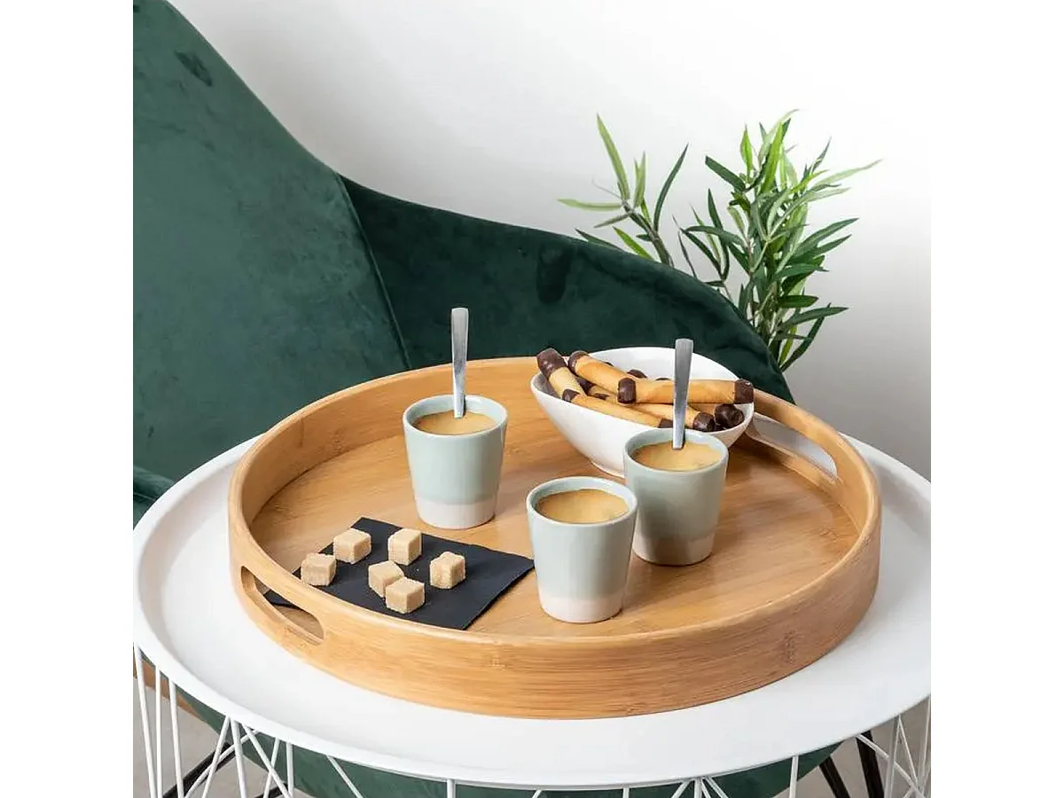 Plateau de Service Rond "Bambou" 40cm Naturel