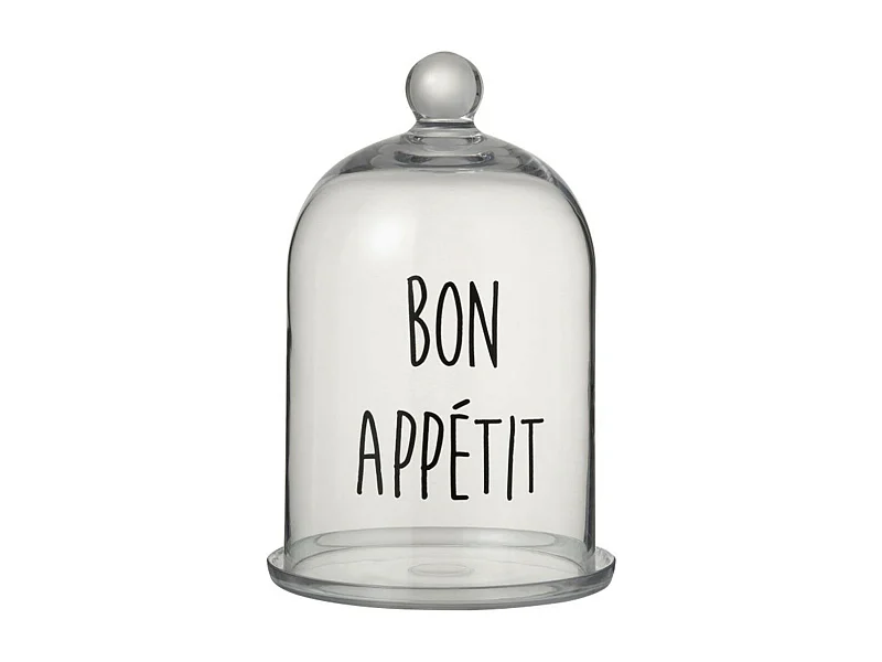 Cloche en Verre "Bon Appétit" 31cm Transparent