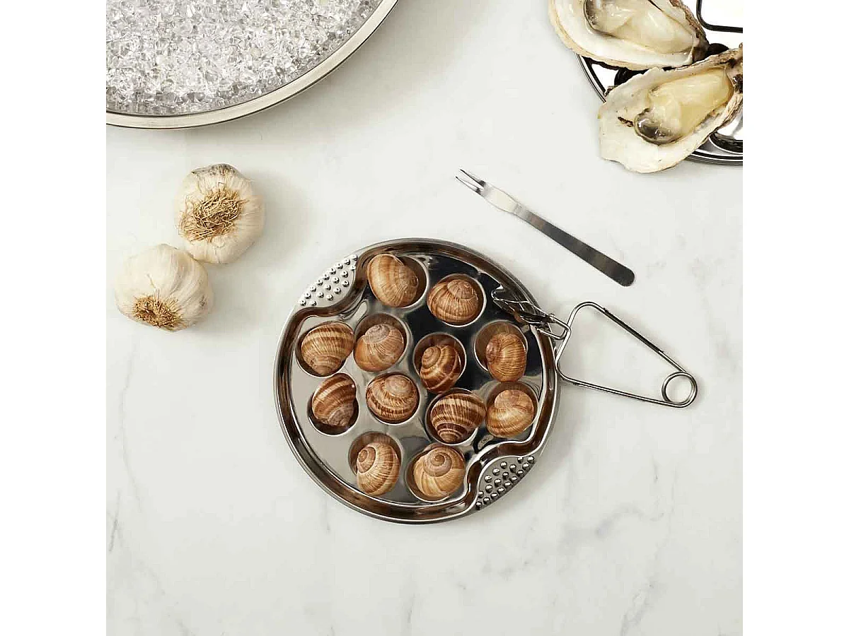 Assiette pour Escargots "12 Pièces" 19cm Argent
