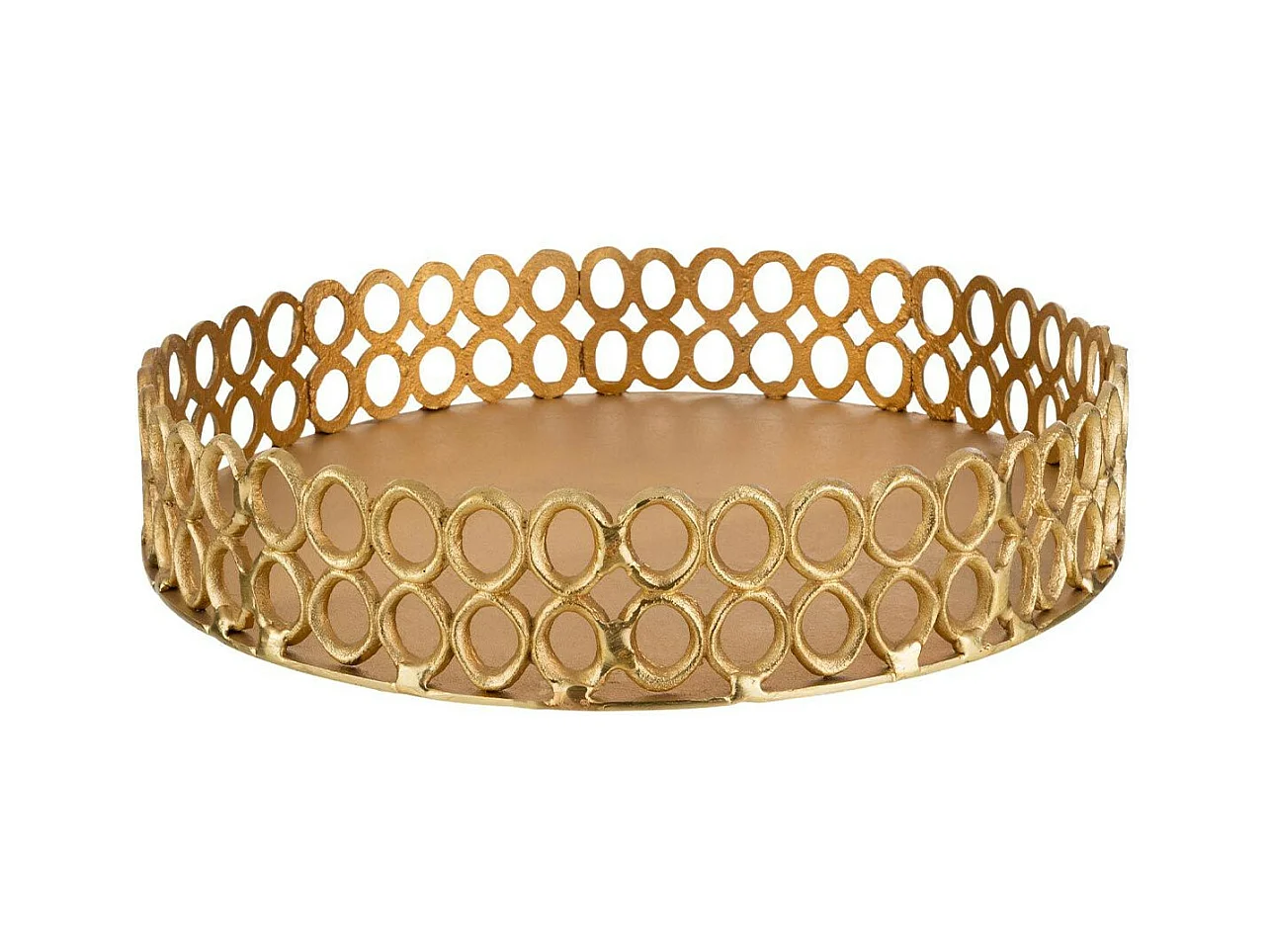 Plateau Rond Design Cercles "Evano" 49cm Or