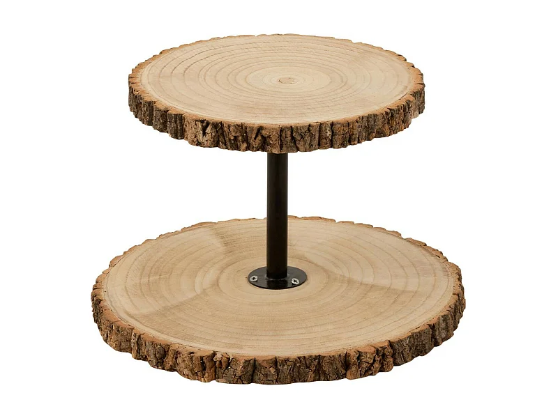 Plateau 2 Niveaux "Tronc en Bois" 42cm Naturel
